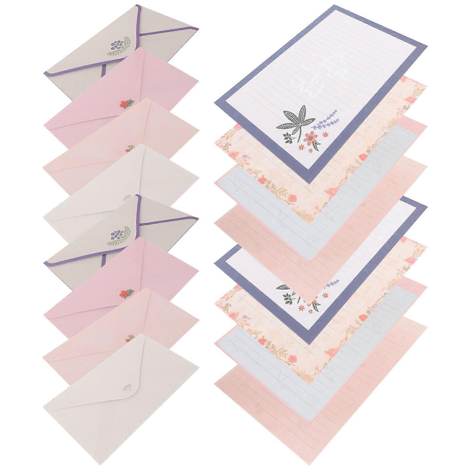 Floral Letter Envelope Kit for Writing Use with 8Sets Assorted Colors