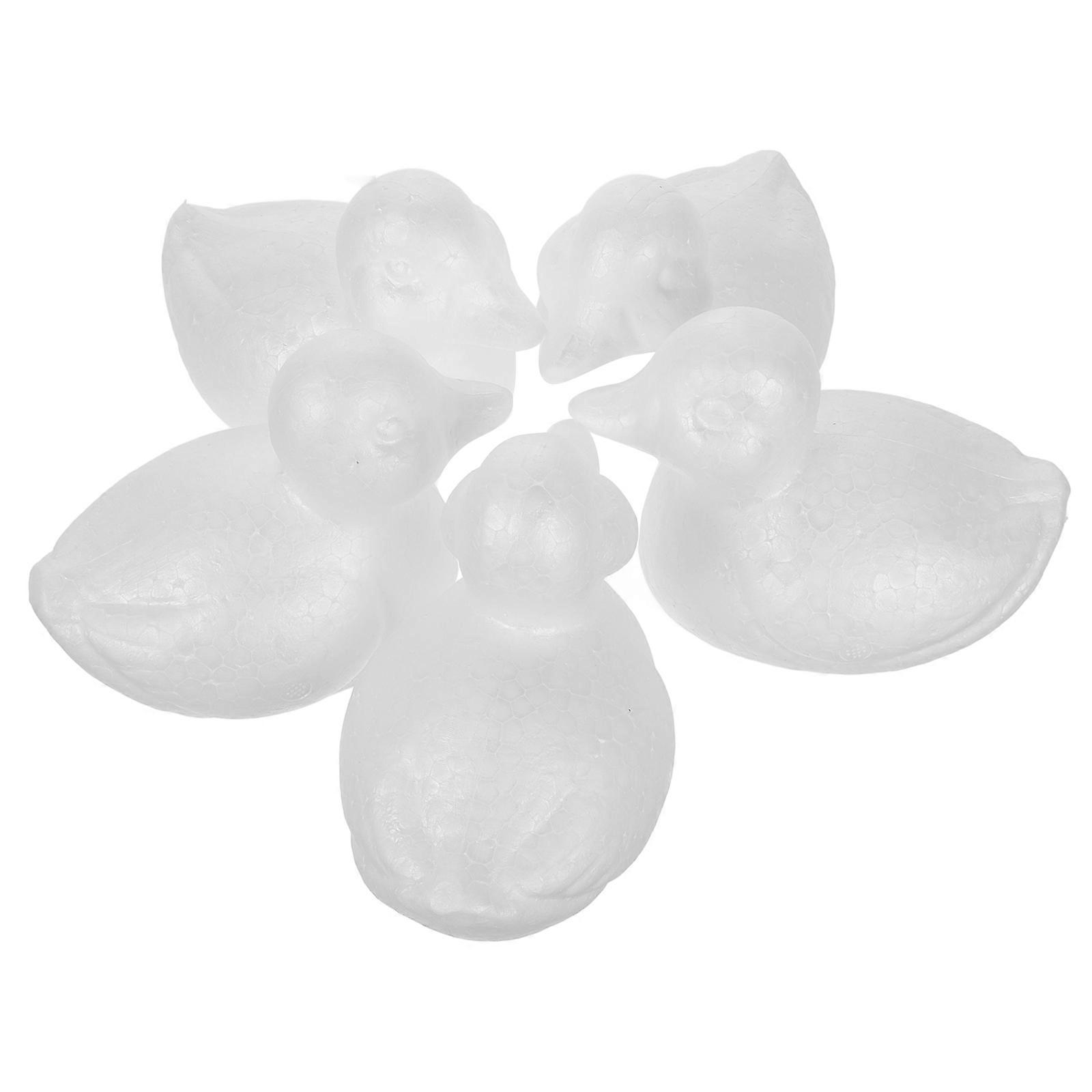 White Foam Ducks for Craft Lightweight Durable Unpainted Polystyrene Duck Bulk Shapes for DIY Projects 5pcs