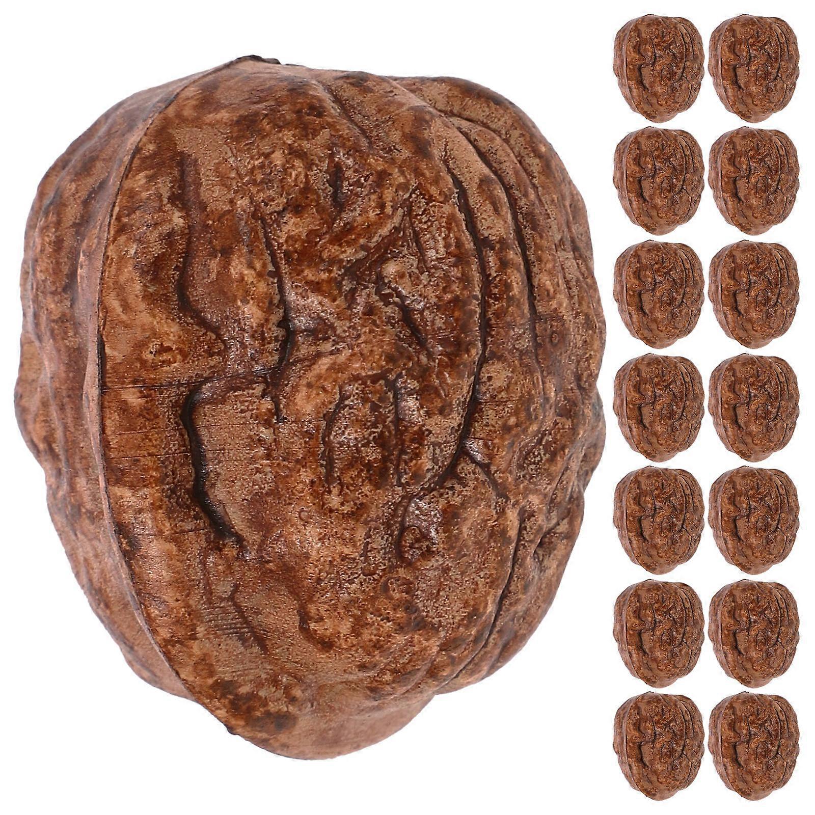 Artificial Walnuts Brown Decoration for Kitchen 100Pcs Lifelike Nut Models