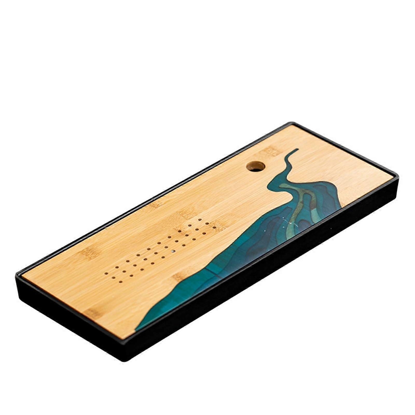 Kung Fu Tea Tray with Hidden Water Storage, 1200ml Rectangular Chinese Tea Tray for Home and Office