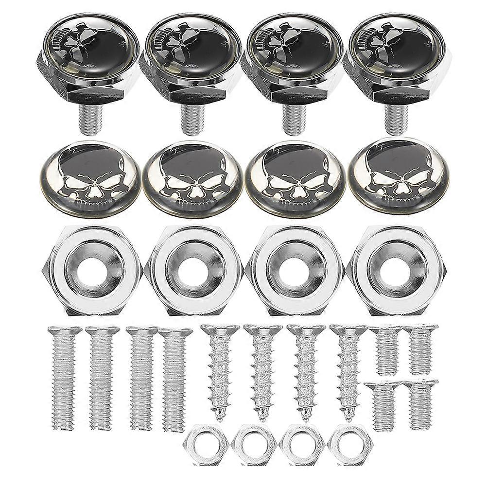 Car License Plate Screws Universal Skull Set with Anti-Theft Function 8Pcs