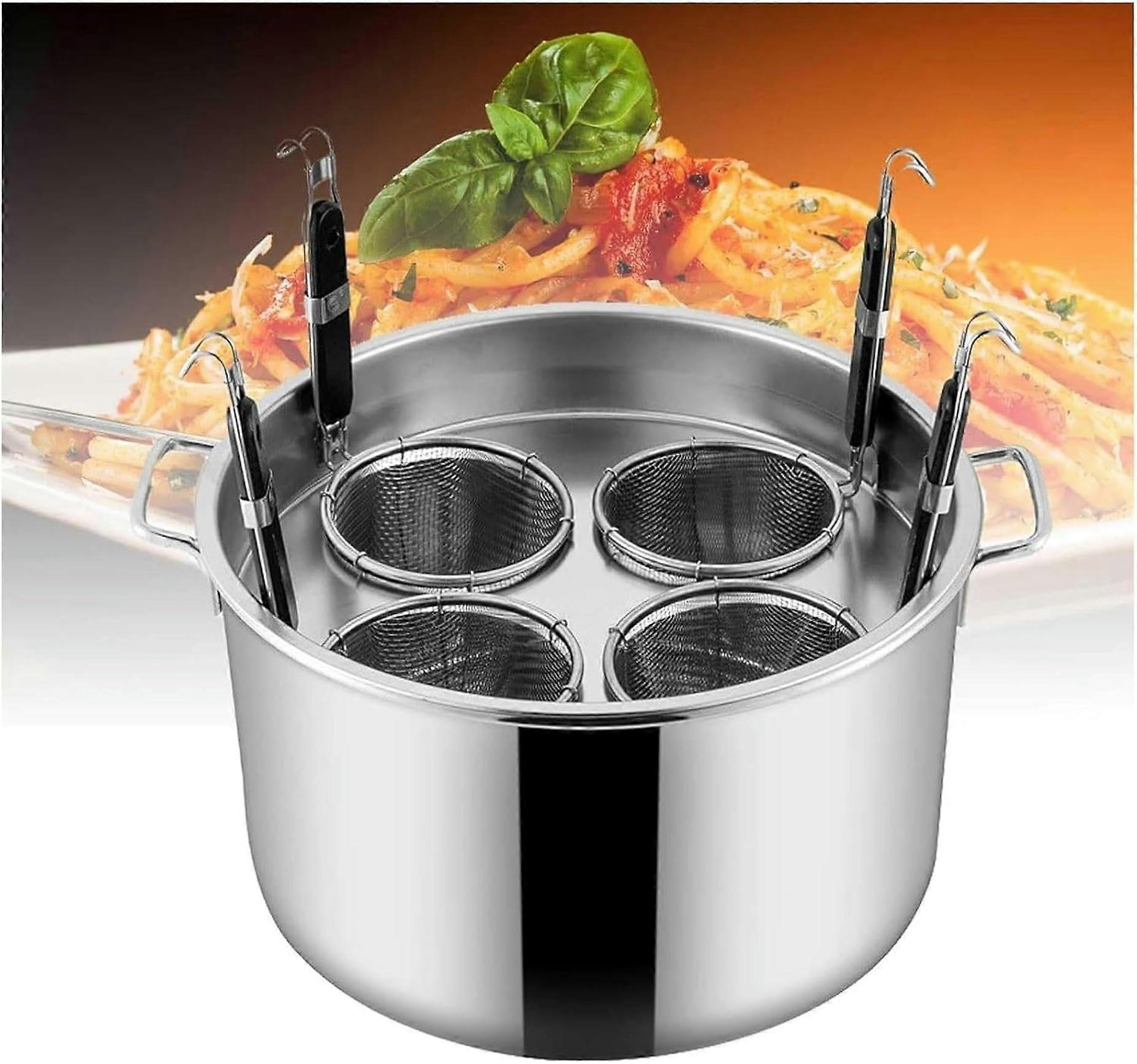 Stainless Steel Pasta Pot with Strainer Insert, Large Capacity, Induction Compatible, Dishwasher Safe
