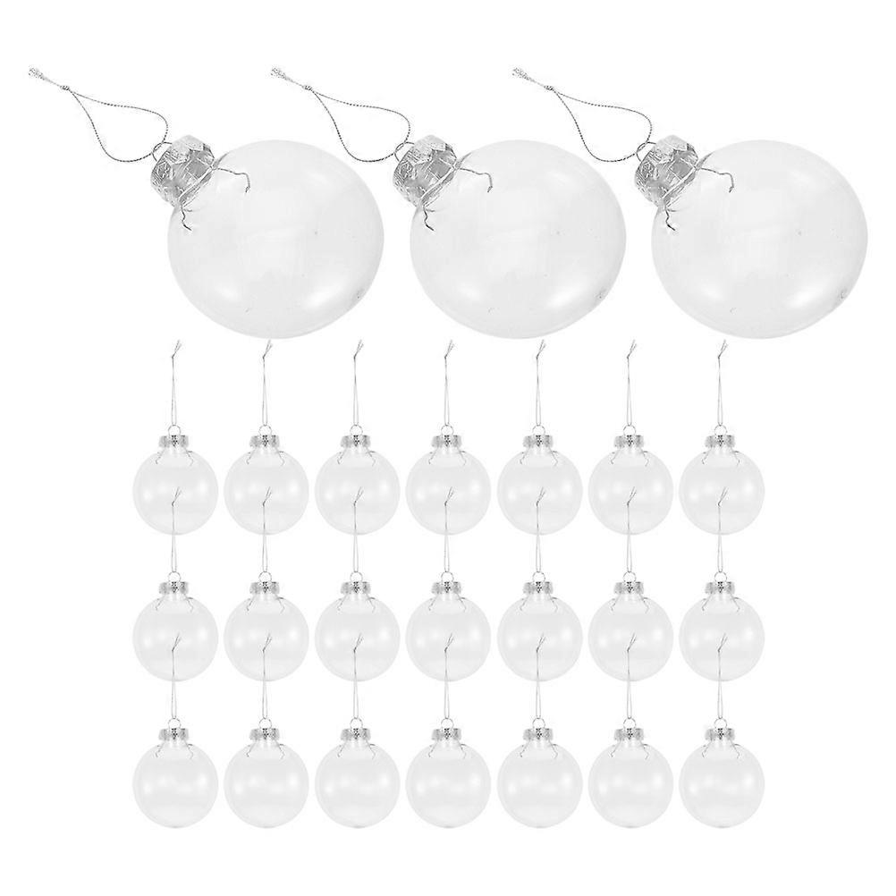 Transparent Plastic Baubles Flat Christmas Ornaments for Decor 48Pcs