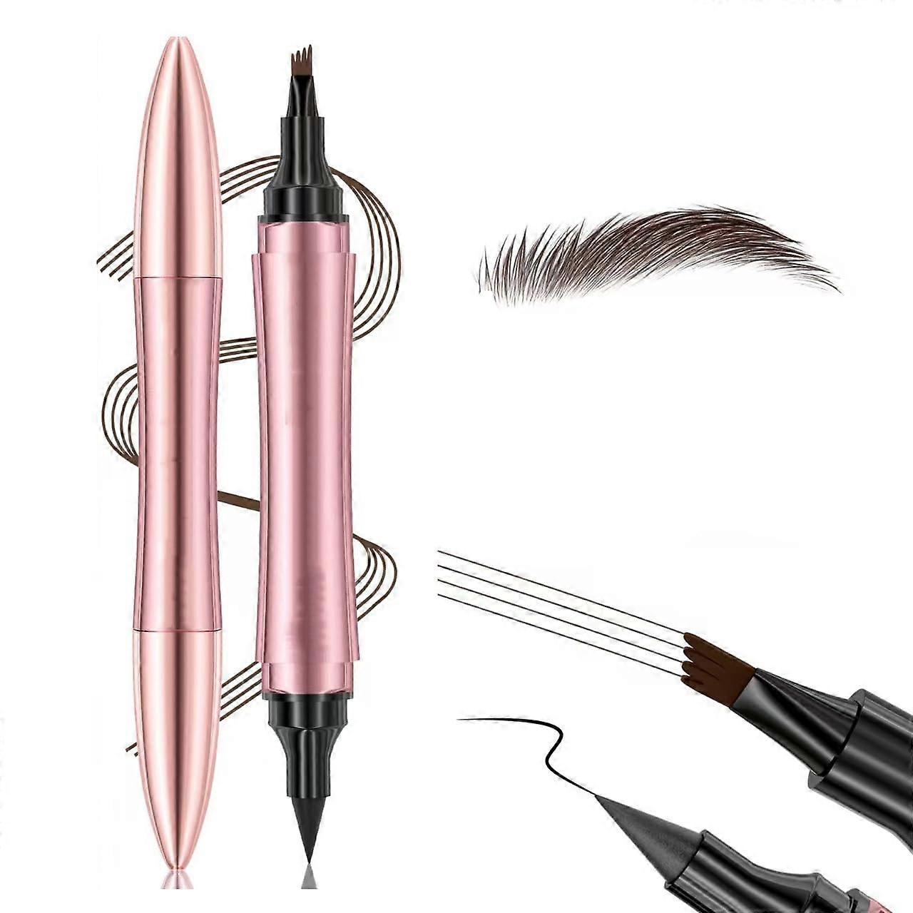 Microblading Eyebrow Pencil Dark Brown 2 in 1 Design with Precise Tip for Natural LongLasting Brows