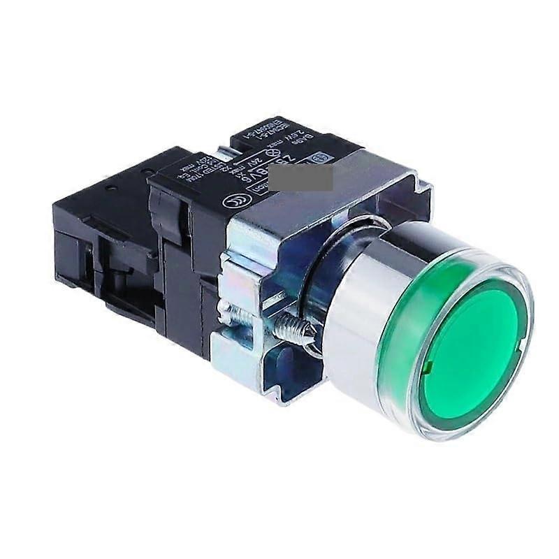 22mm Momentary Push Button Switch with Green LED Light 12V Round 1NO Compact Design