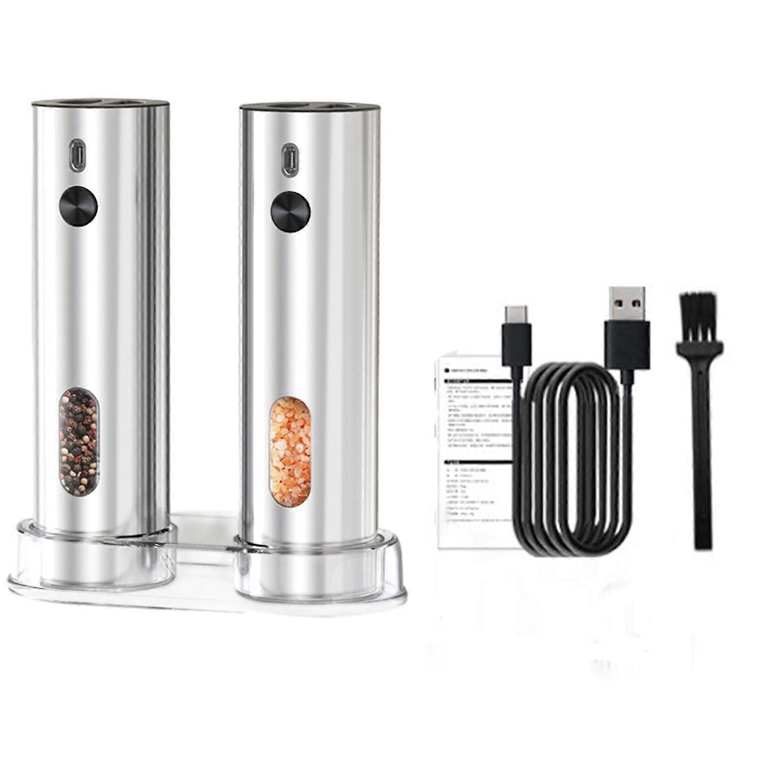 Rechargeable Electric Salt and Pepper Grinder with Adjustable Coarseness for Kitchen Use