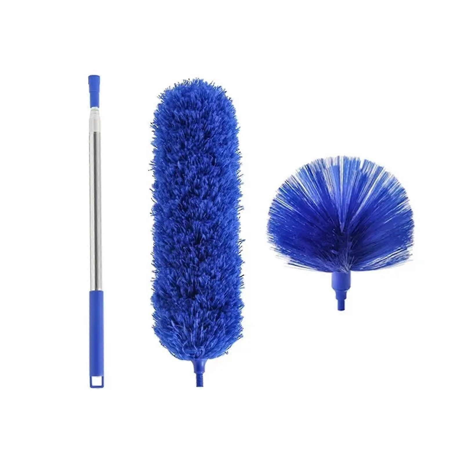 Extendable Microfiber Duster with Telescopic Handle for  Ceilings and Spider Web Removal Blue