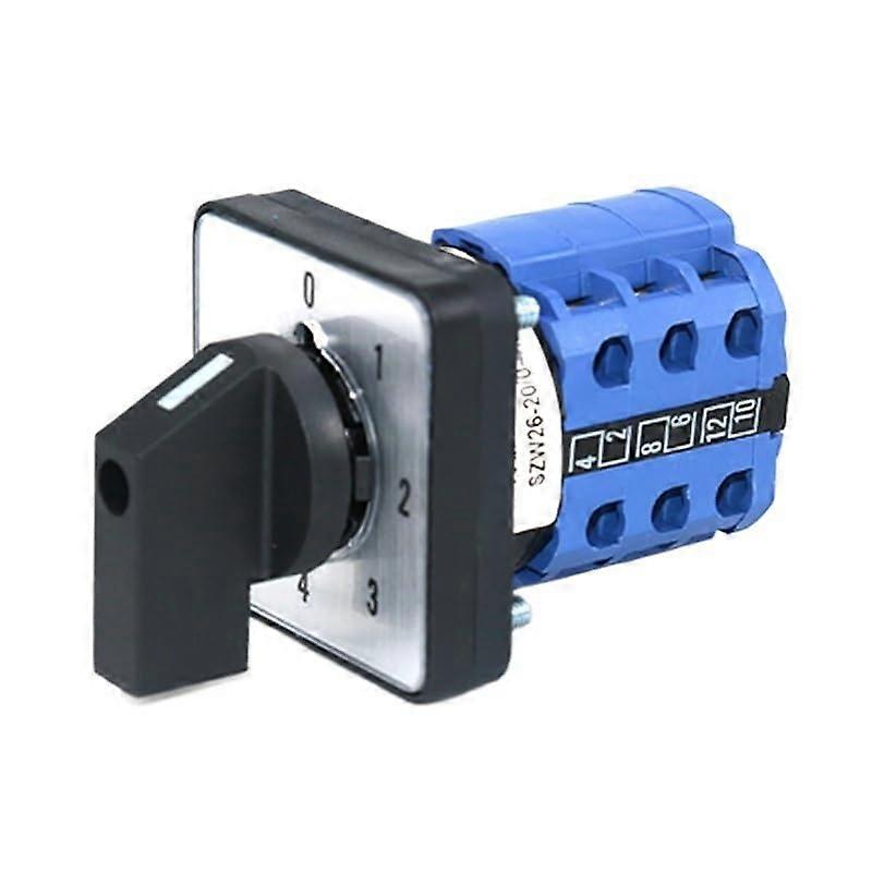 20A 3 Pole Rotary Cam Switch 4 Position Multi Control 48x48mm Panel Mount Silver