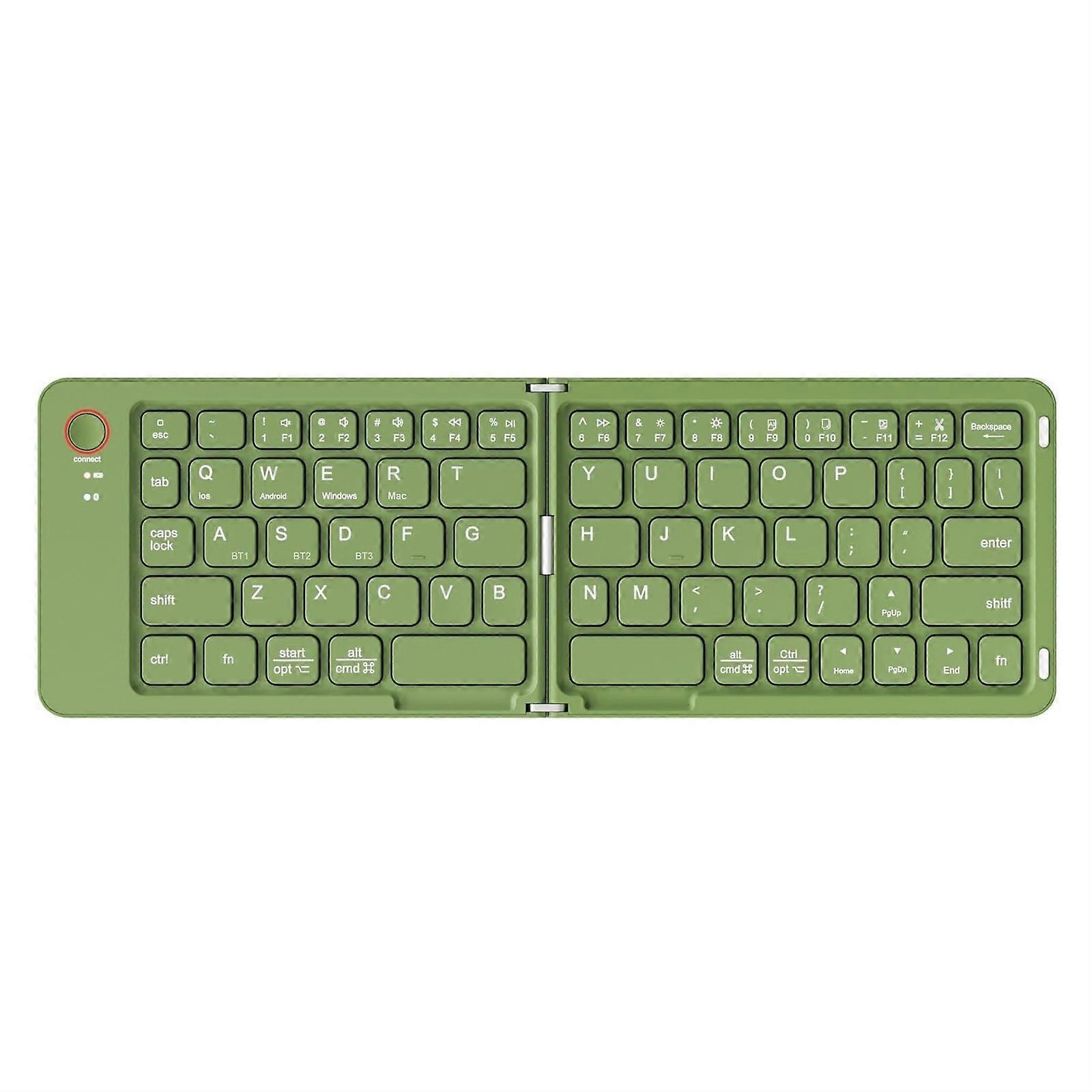 Foldable Bluetooth Keyboard with Rechargeable Battery for Travel Windows iOS Android Tablet Smartphone Green
