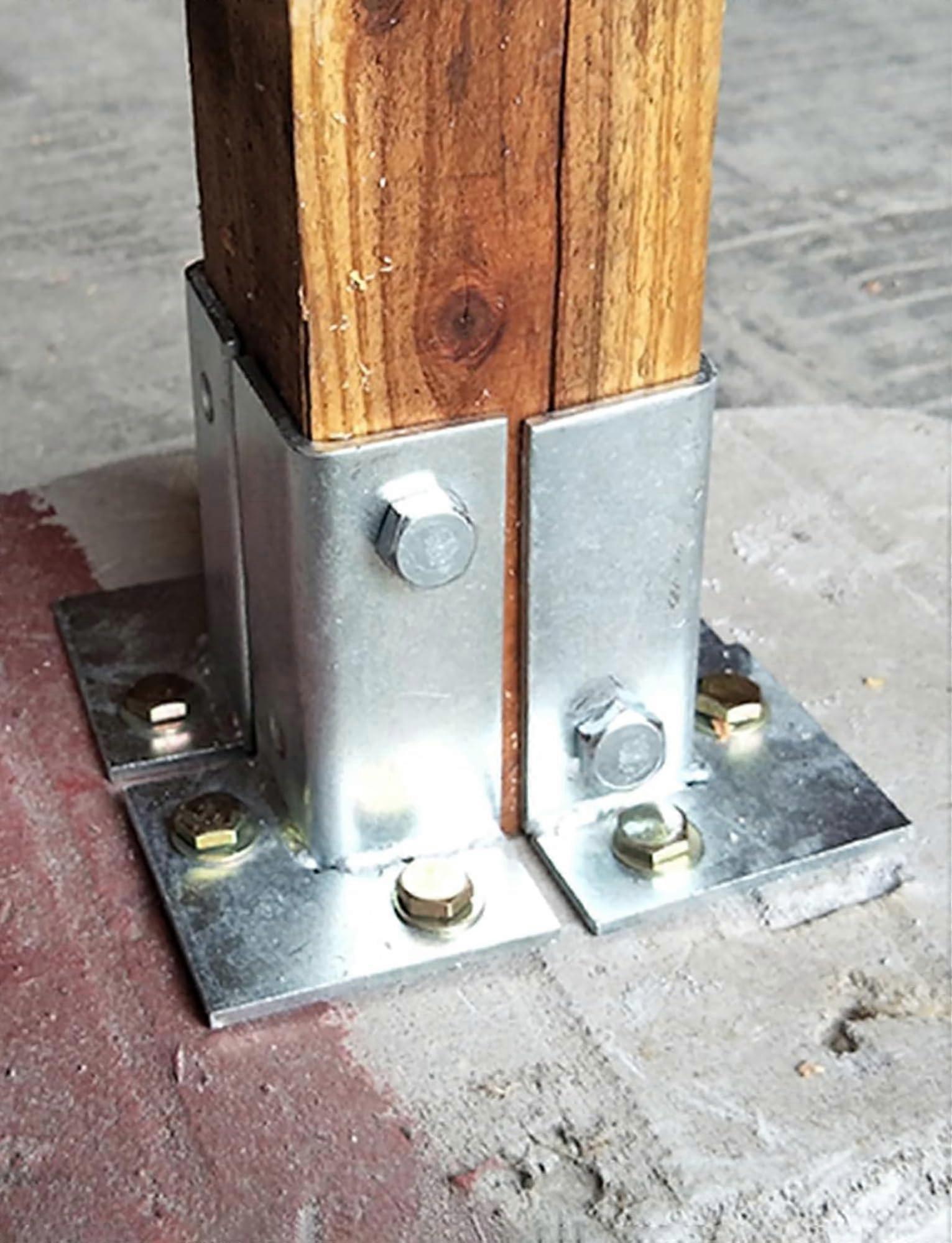 4pcs Cold Galvanized Adjustable Deck Post Base Brackets for Wood Fence Pergola Weatherproof Support