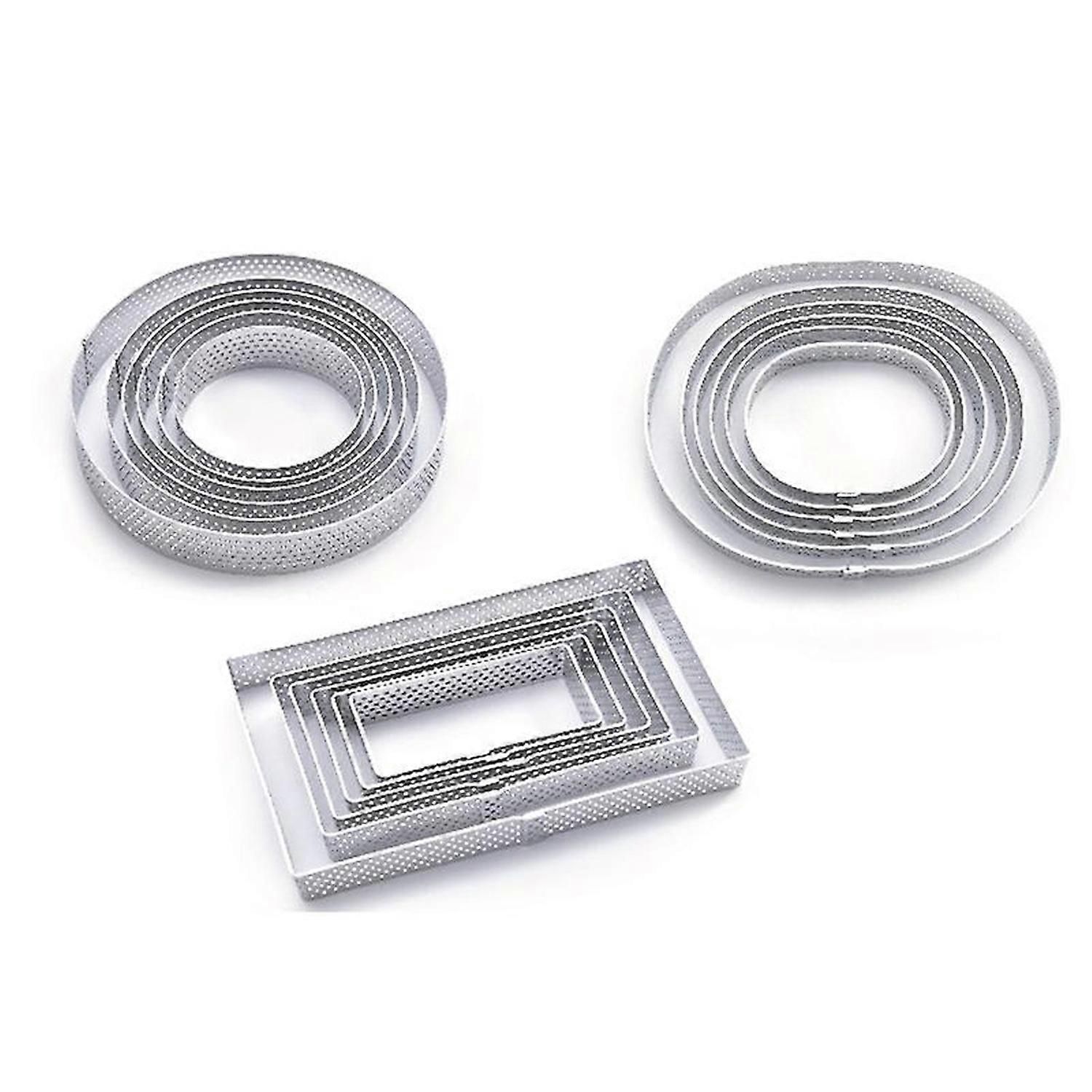 6pcs Stainless Steel Mousse Cake Ring Round/Oval/Rectangle Mould Cake Mold Kitchen Baking Tool