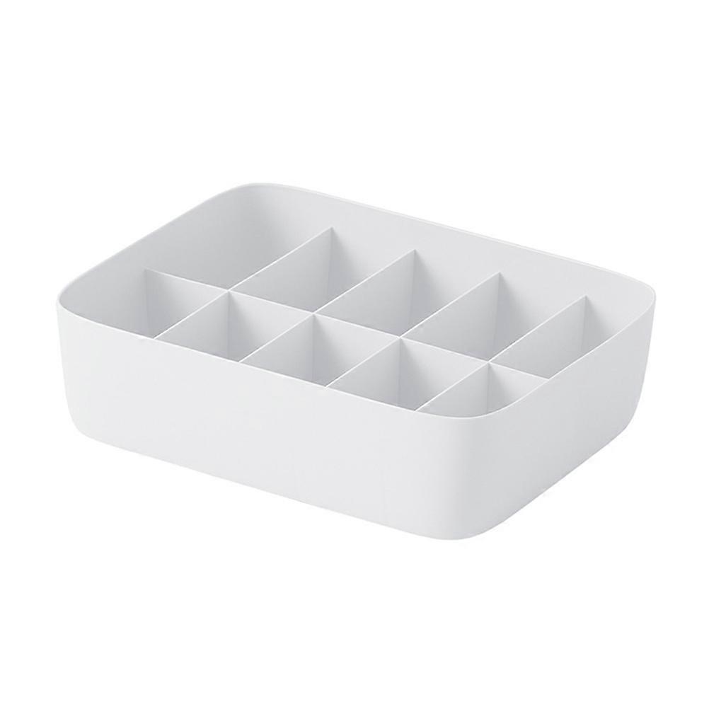 Storage Basket Plastic Container for Storage with 10 Compartment Divider White