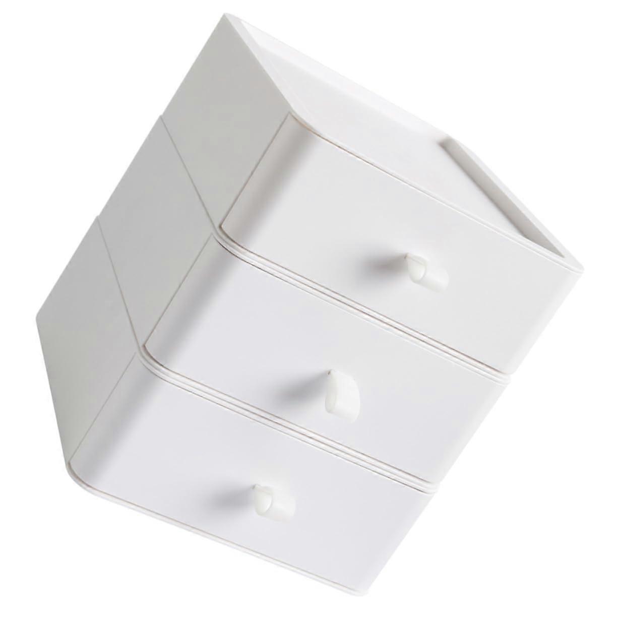 Desktop Storage Drawer Organizer with ThreeLayer Design, ScratchResistant White Office Cabinet