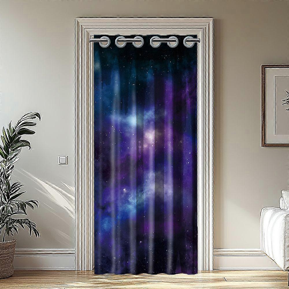 style Polyester Door Curtain with Plastic Ring Colorful Sky 2000x1000mm