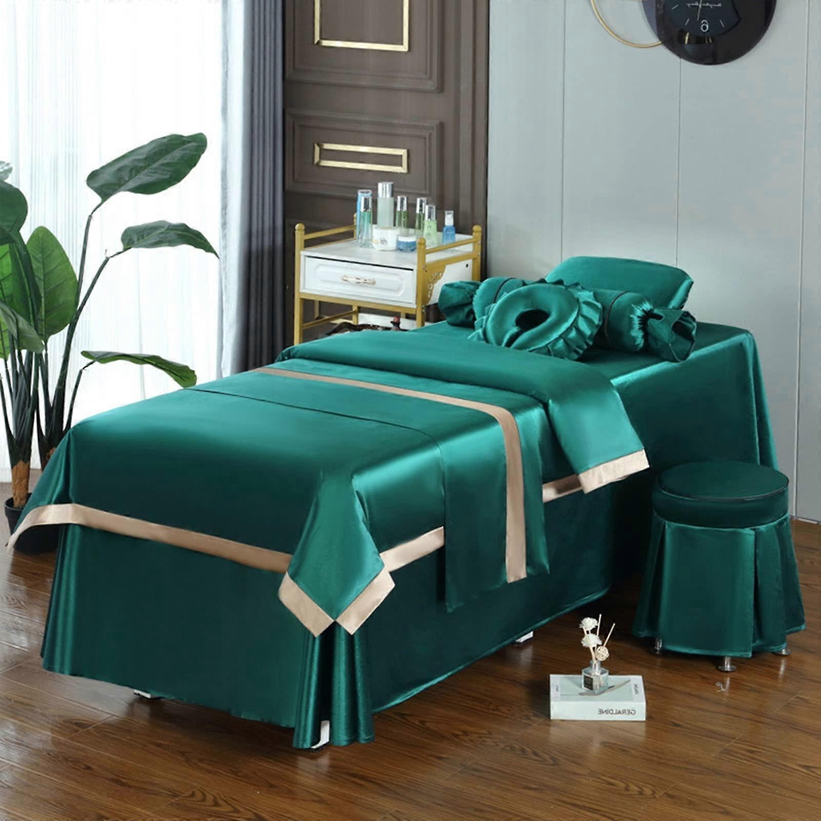 Massage Table Sheets Set with Skirt, Soft StainResistant Microfiber Spa Bed Cover 190x80cm