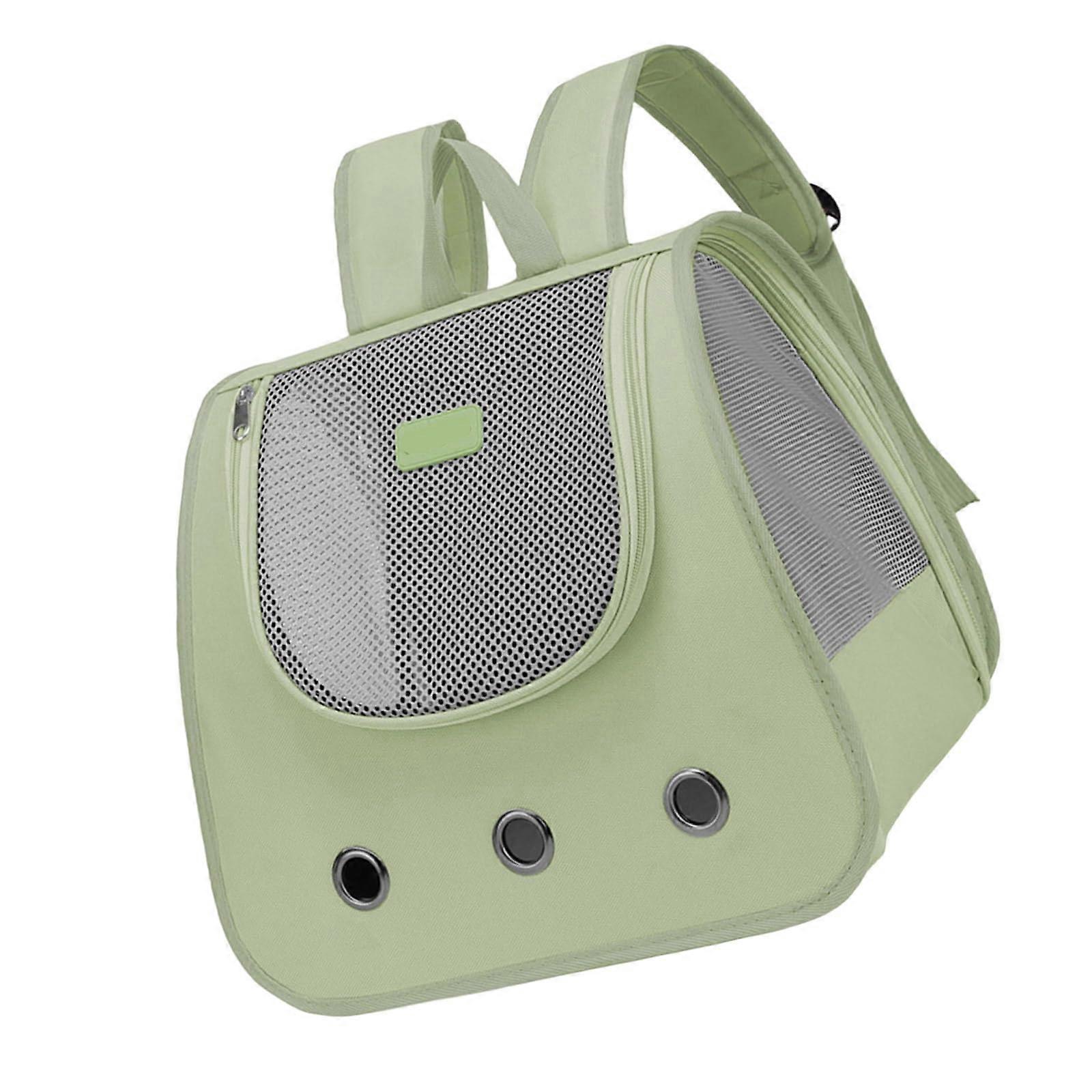 Large Capacity Cat Backpack Carrier with Breathable Window View, Soft Polyester, Green