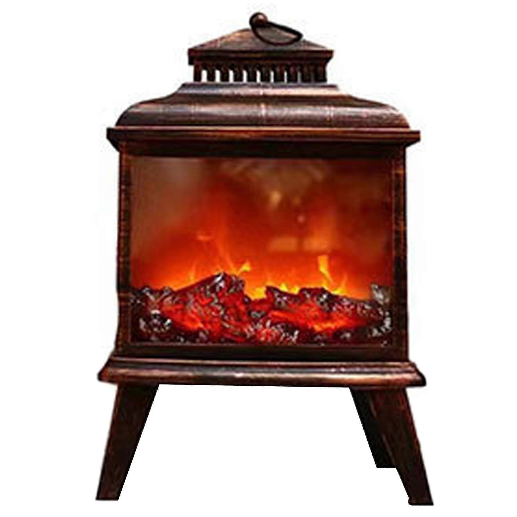 LED Fireplace Lantern USB and Battery Powered Mini Electric Fireplace with Realistic Flame Effect