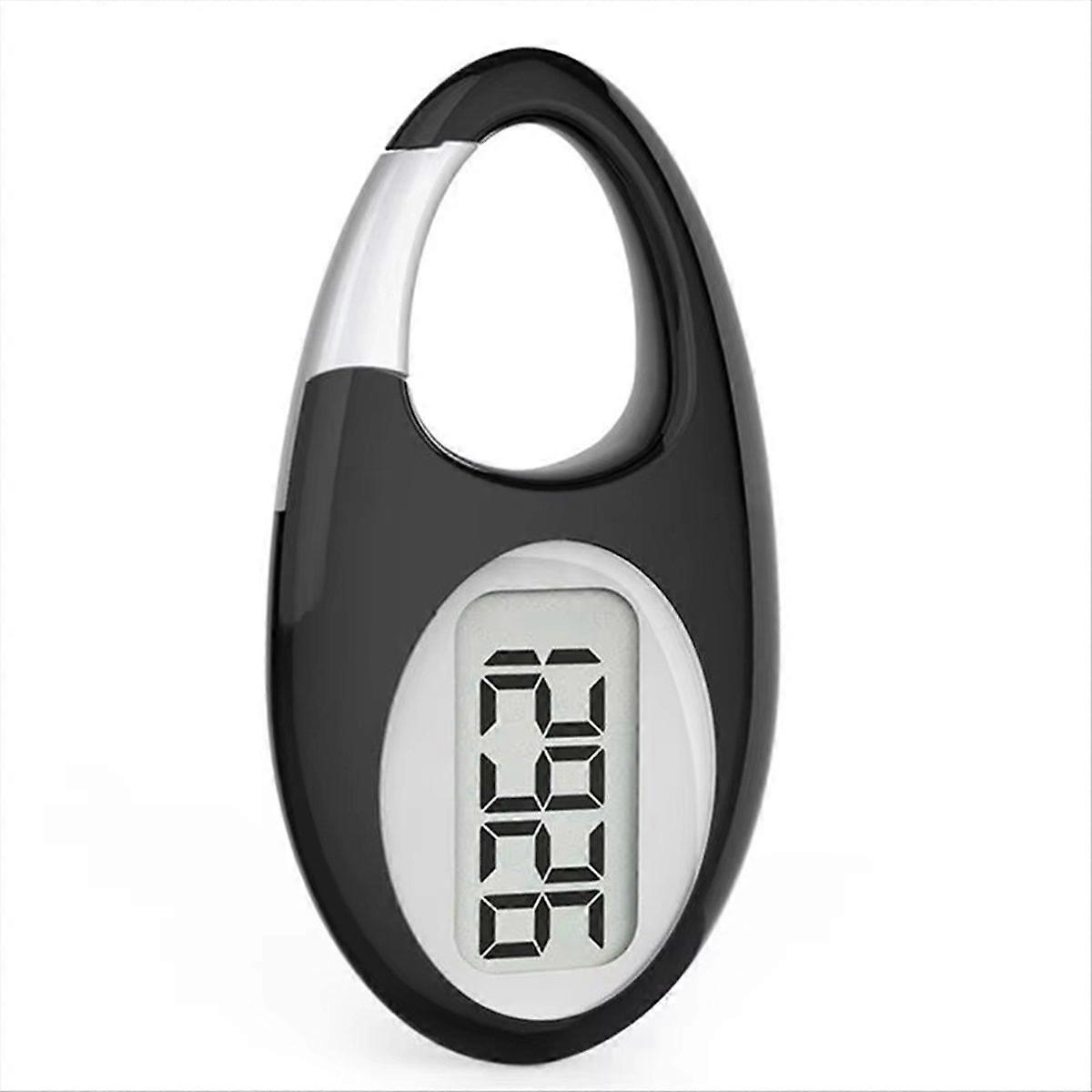 Mini Digital Pedometer 3D Walking Step Counter Black & Silver