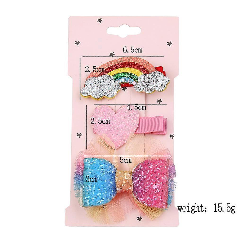 Rainbow Bowknot Hair Accessories For Christmas Stage Performance 3Pcs