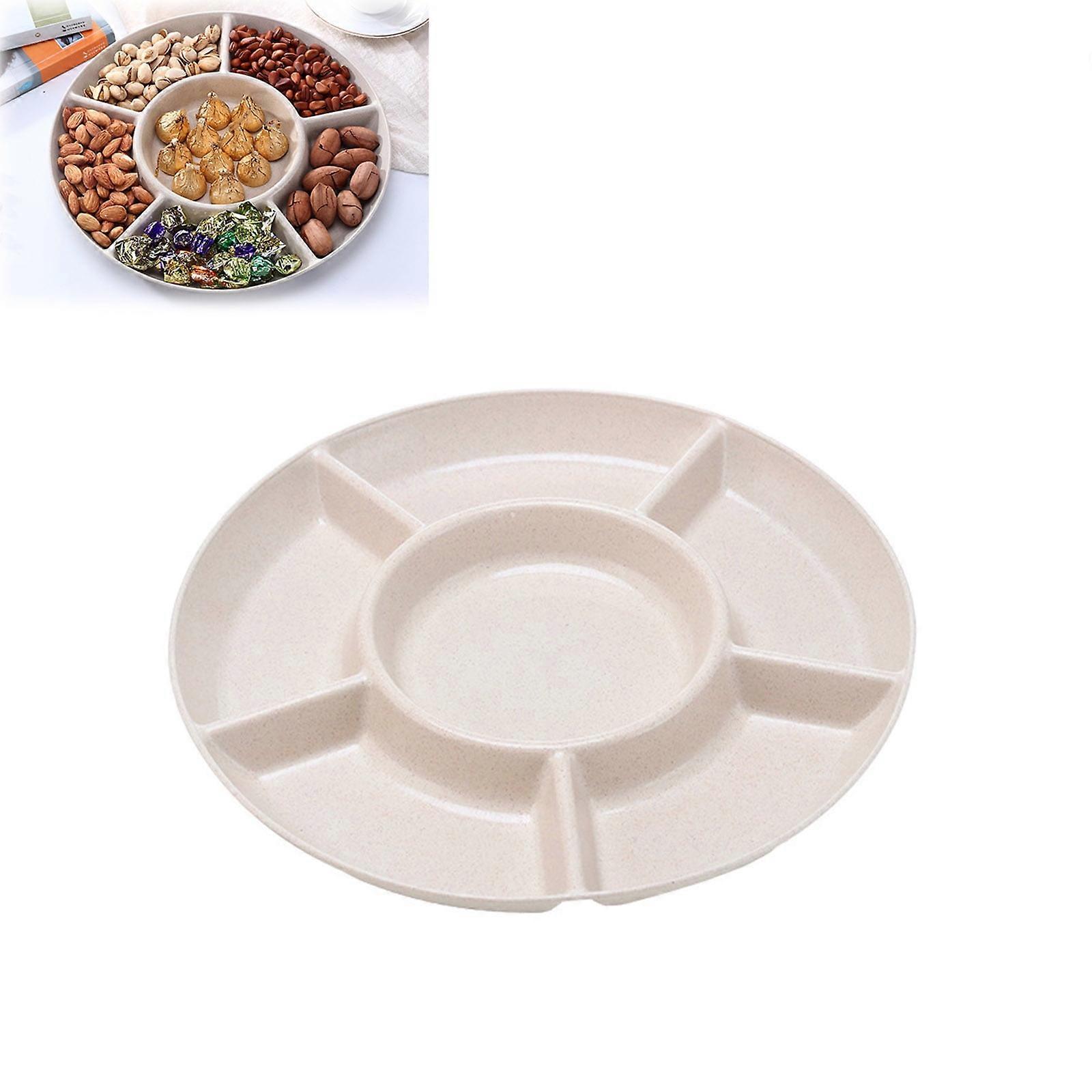 6 Sectional Round Plastic Serving Tray/Platter