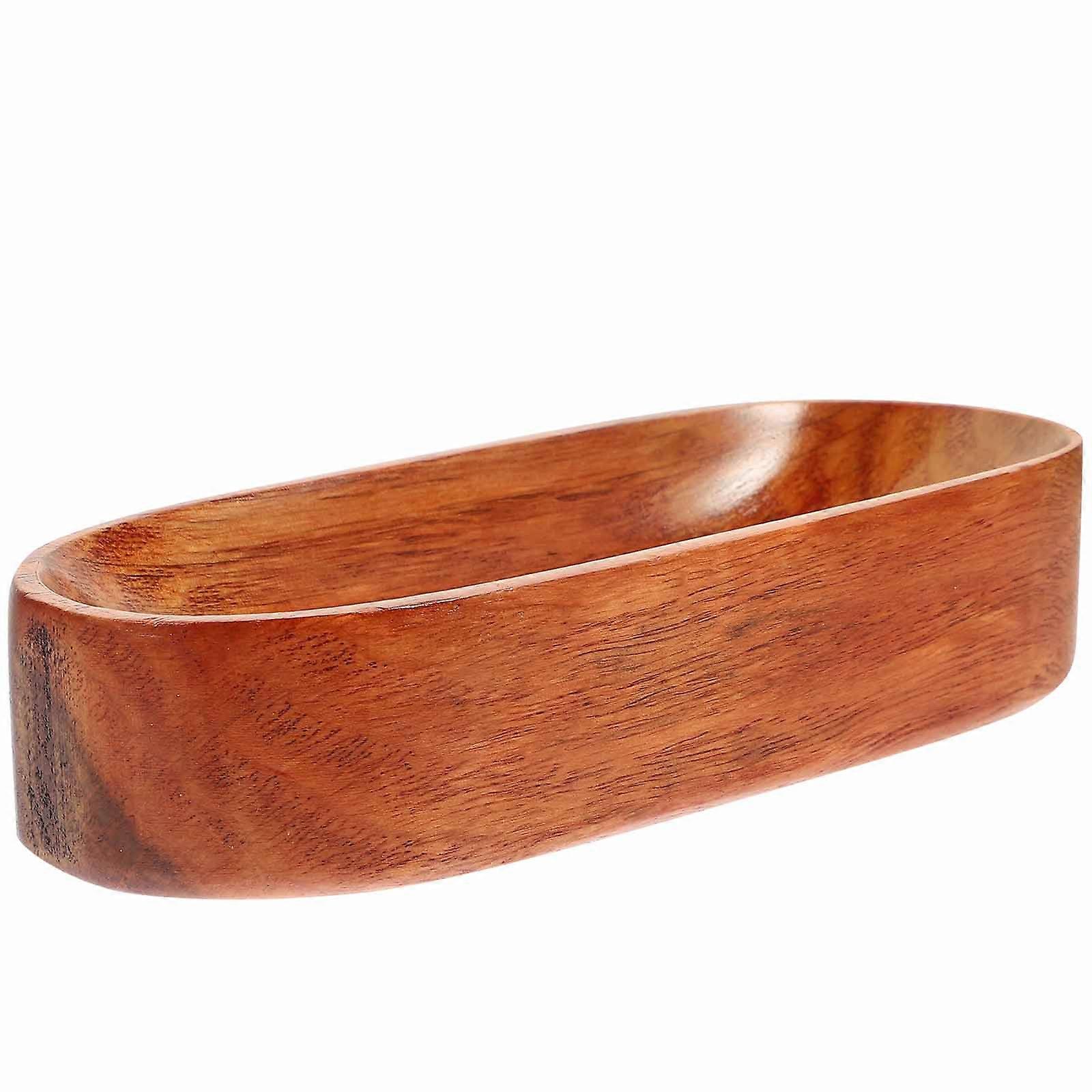 Light Brown Wooden Serving Tray for Home 2Pcs Rectangular Fruit Plate