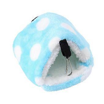 Hiver Polaire Lit Maison Hamac Chaud Dot Pet Lit Maison Cage Accessoires pour Écureuil Hérisson Hamster Chinchilla Taille L (Bleu)