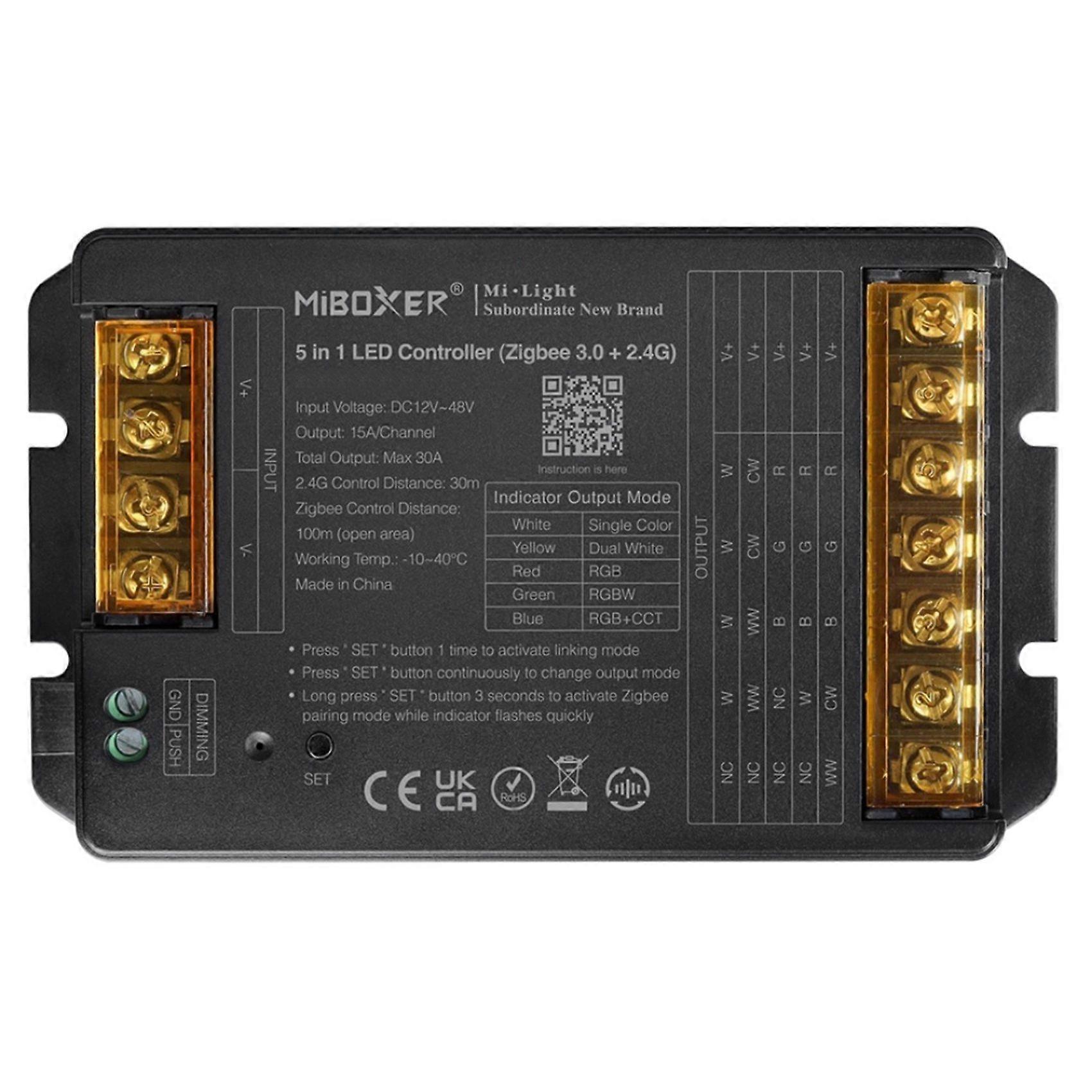 Miboxer Zigbee3.0 +2.4G RF LED Controller 30A for Versatile LED Strip Lighting B