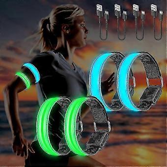 Lot de 4 bracelets lumineux LED rechargeables par USB, bracelets de sécurité clignotants réglables pour bras/poignet/cheville 2026