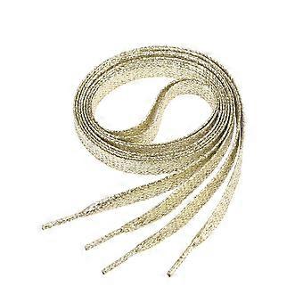 1.1m Flat Glitter ShoeLaces Colored Flat Shoestring Bootlaces for Shoes Sneakers (Golden)