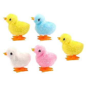 Conjunto de 5 Pintinhos de Pelúcia de Páscoa com Mecanismo de Corda - Brinquedos Divertidos que Pulam - Lembrancinhas/Presentes Compatíveis com Ki