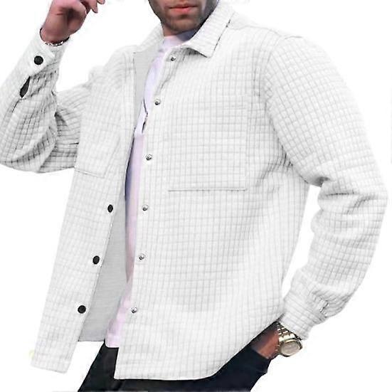 Men Jacket Lapel Long Sleeve Patch Pocket Jacket Coat with Patch Pocket