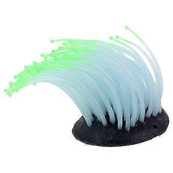 Aquariumdecoratie in de vorm van een zeeanemoon, gemaakt van siliconen (4 stuks, groen).