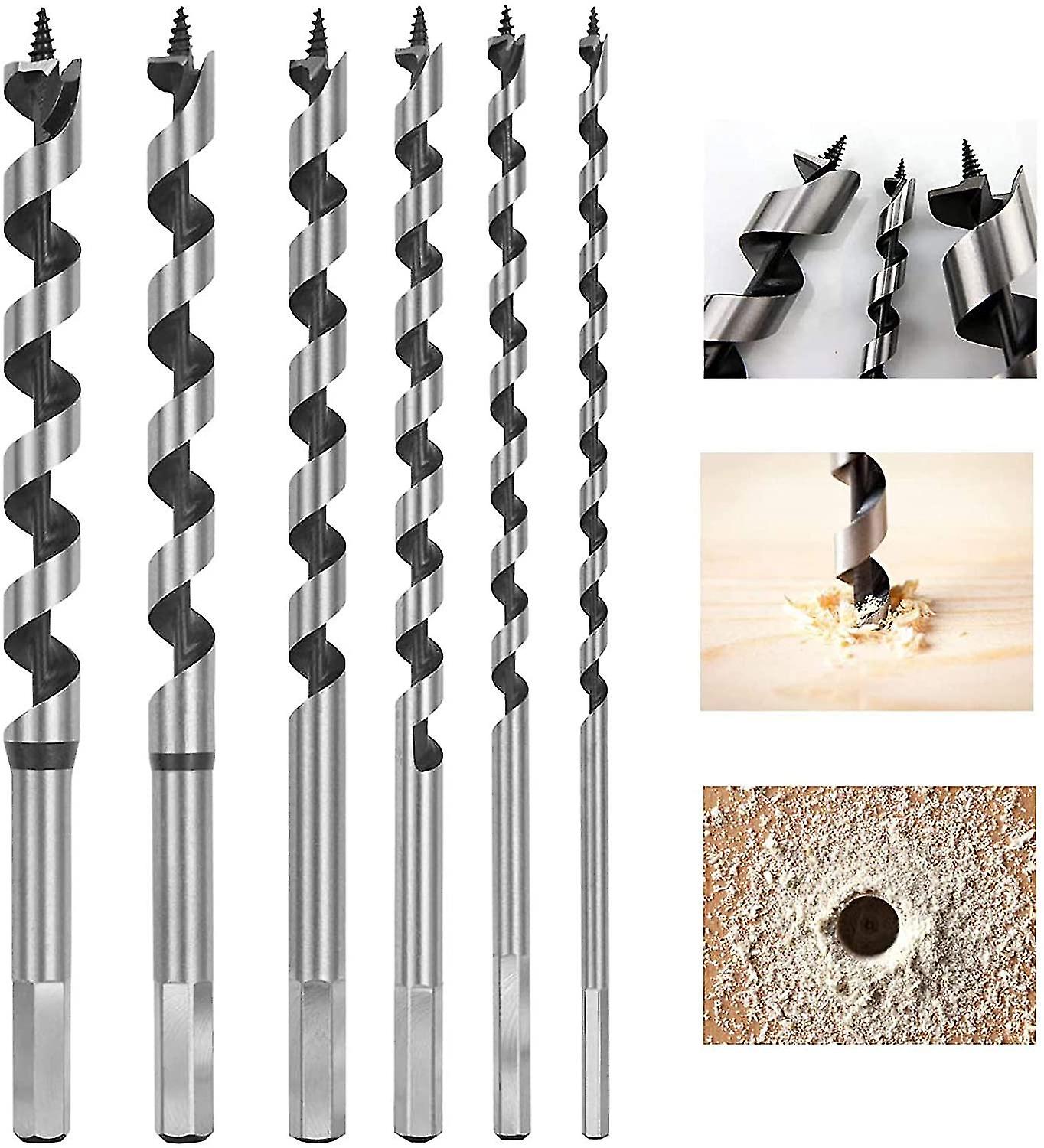 Pxcl Woodworking Twist Drill Bit, 6 Pcs Hexagonal Woodworking Drill Bit Set Carbon Steel Spiral Hole Cutter Woodworking Tool Kit, Tools With Diam