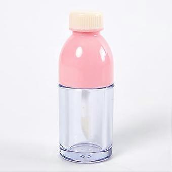 Pink Lip Gloss Tube, 8ml Refillable Container with Brush for DIY Lipstick, Clear Design