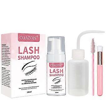 Eyelash Extension Cleanser Kit with Gentle Formula, Soft Brush and Rinse Bottle for Sensitive Eyes