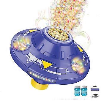 Bubble Blower Toy with Rotating Obstacle Avoidance, Colorful Lights, Refillable Bottles for Party Activity Set  Purple