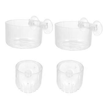 Fish Feeding Cups for Aquarium Use Acrylic Material 4Pcs Set
