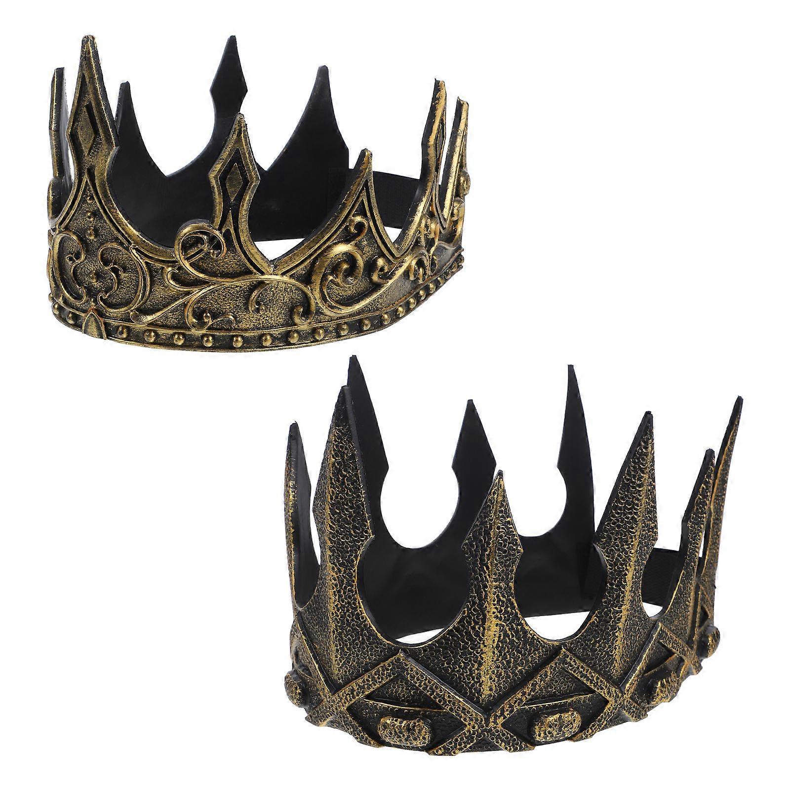 Assorted Crown Medieval Crown for Decor 2Pcs PU Material