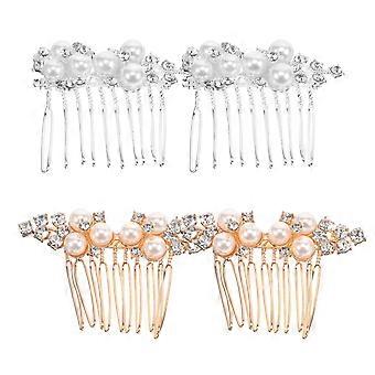 4 stuks Pearl Crystal Bride Hair Comb Wedding Hair Comb Bridal Side Hair Comb voor vrouwen