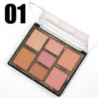 Paleta de Blush com 7 Cores, À Prova D'Água, Resistente a Borrões e de Longa Duração