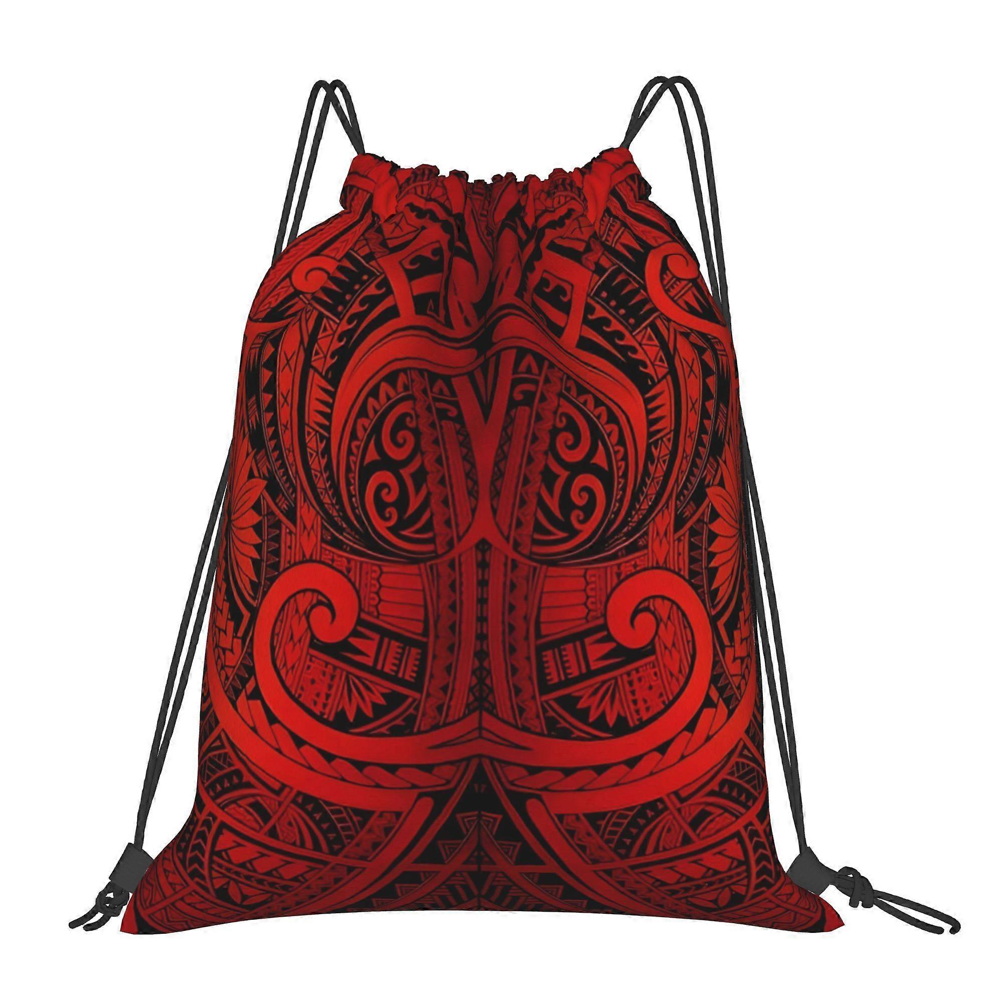 Polynesian Wave Drawstring Backpack-Cqazw