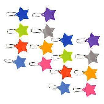 16pcs Reflective Running Gear Star Keychain Set,  Visibility Fluorescent Pendant for Night Safety