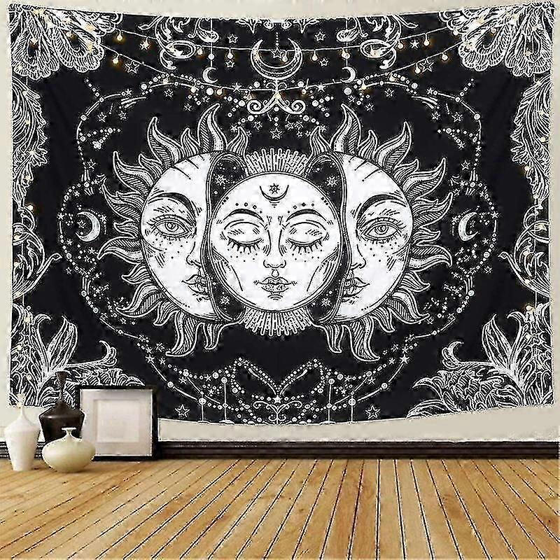 Sun And Moon Tarot Tapestry Psychedelic Black Celestial Tapestry