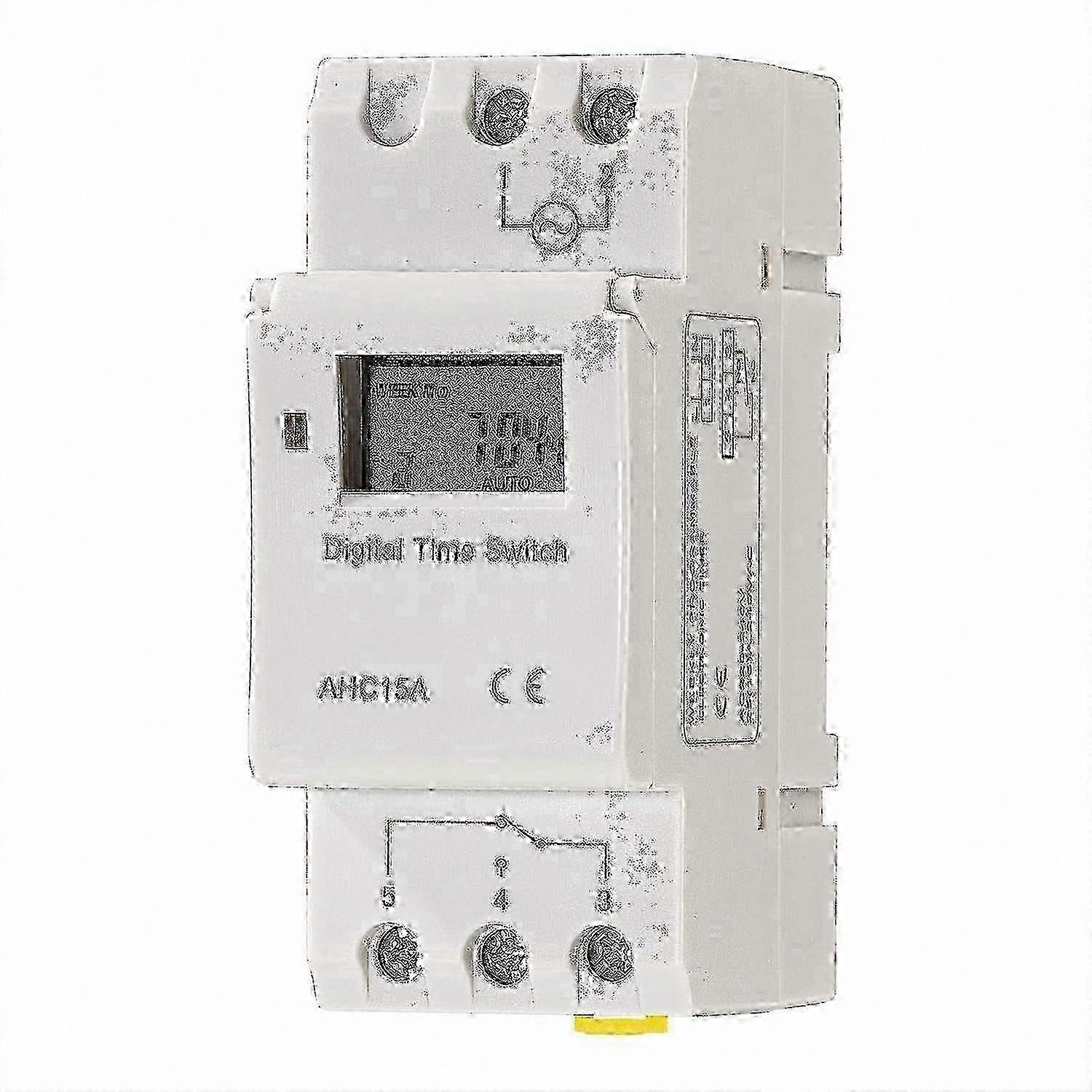AHC15A Digital Timer, DIN Rail Mount 7 Day Programmable Industrial Timer Relay