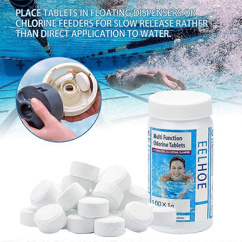 100Pcs/Bottle Swimming Pool Cleaning Chlorine Tablets Multifunction Algaecide