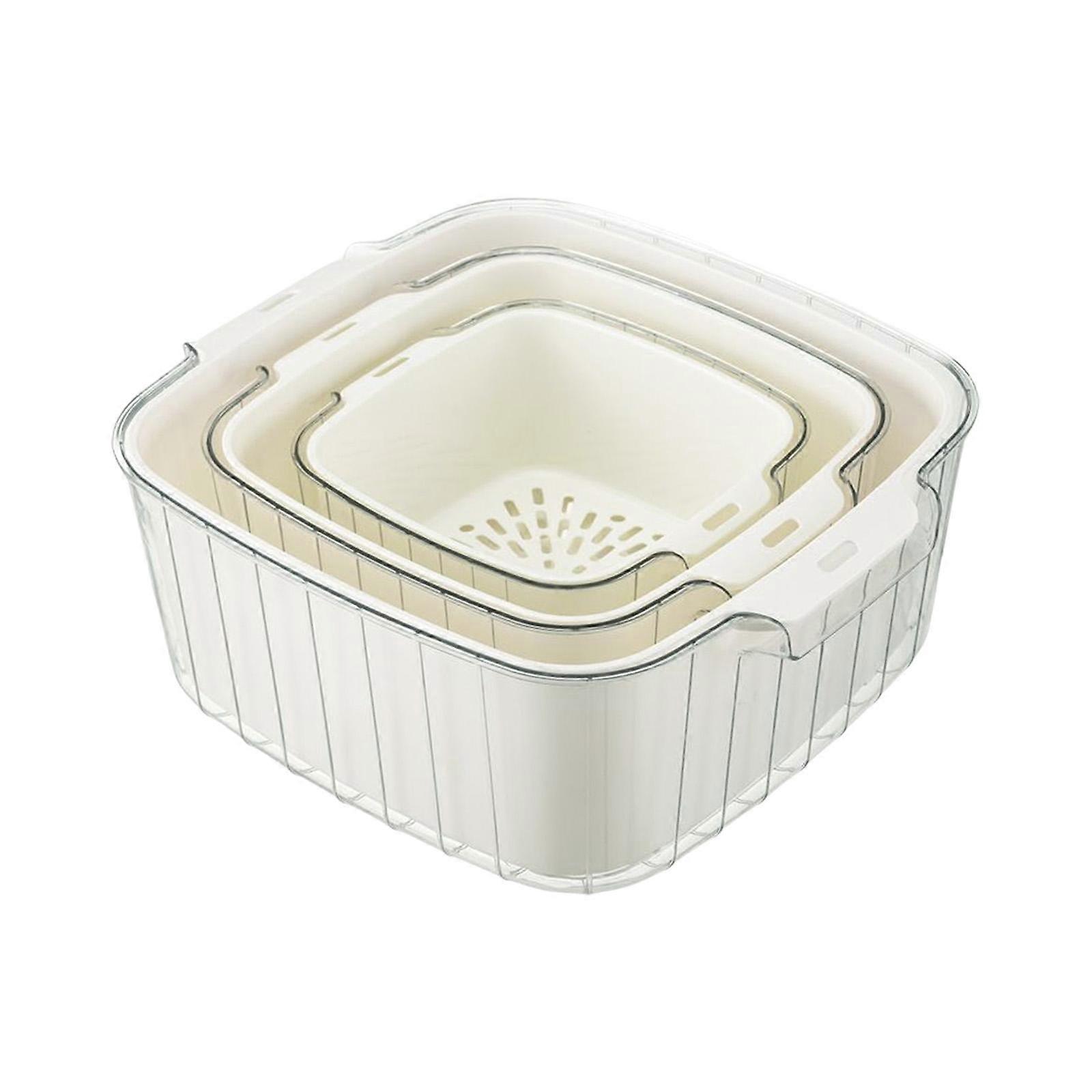 3 Set Stackable Drain Basin and Basket Kitchen Colander Set Multi Functional