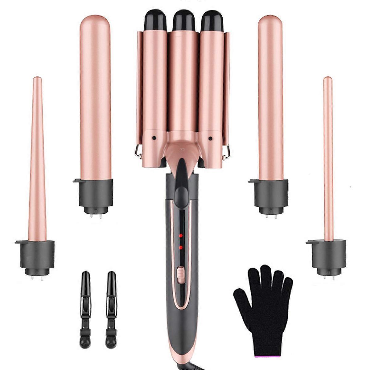 Versatile Interchangeable Ceramic Beach Wave Curler Dual Voltage