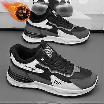 Winterse fluwelen sportschoenen voor heren, trendy, veelzijdig, met dikke zool, verdikte, warme katoenen schoenen, casual 'dad shoes' voor heren.