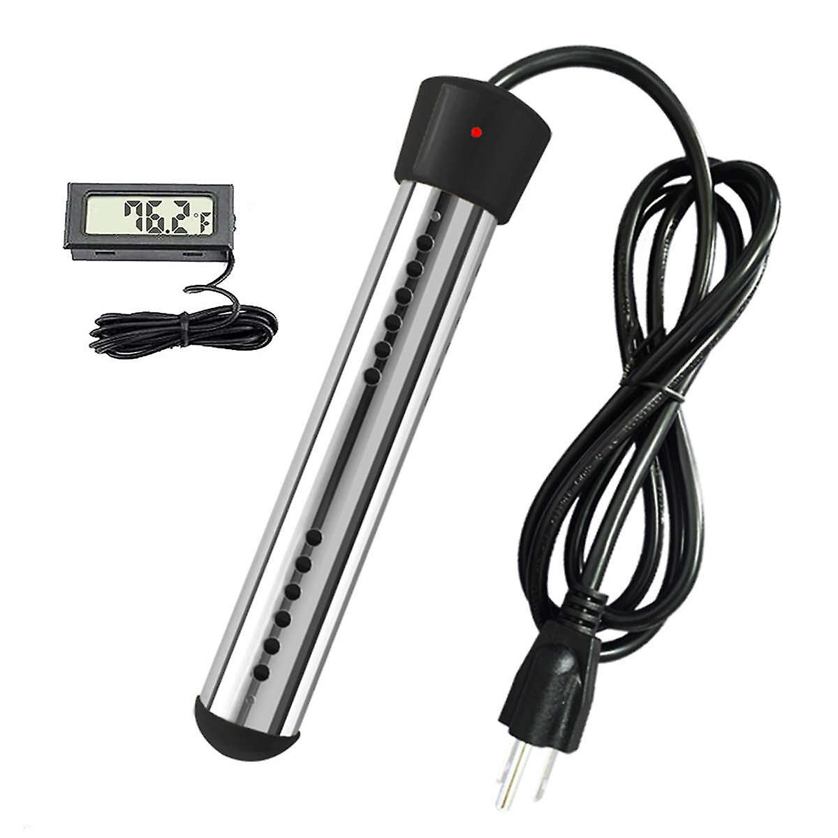 1500W Immersion Electric Heater Portable Stainless-steel Cover Submersible Water Heater With Digital Thermometer For Inflatable Pool Bathtub