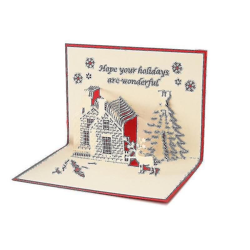 Greeting Card Christmas Card Creative Pop-up Card 3d Hollow Handmade Greeting Card Custom Blessing Small Card Christmas2pcs-red Fiis